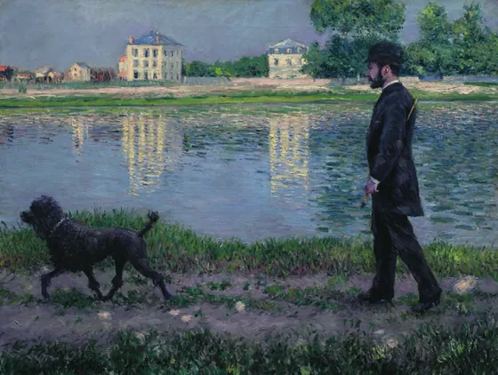 Ричард Галло и его собака в Пети-Женвилье (Гюстав Кайботт)